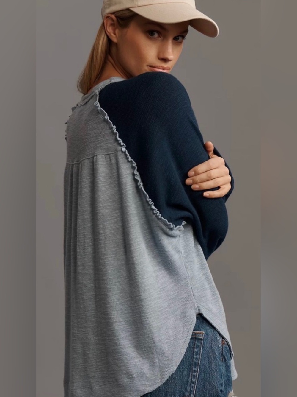 Pilcro Ruffled Raglen Thermal Top - Picture 2 of 5